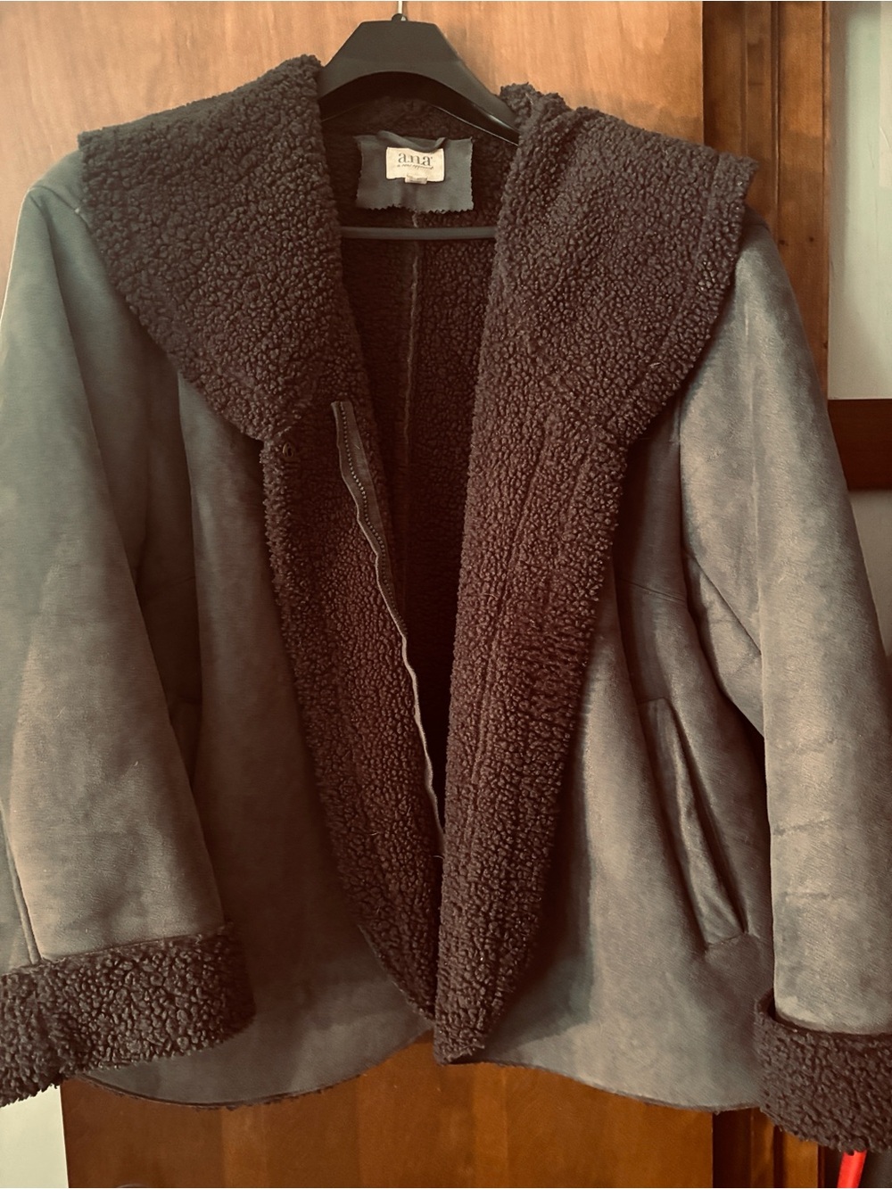 a.n.a Hooded Teddy Shearling Jacket in Brown